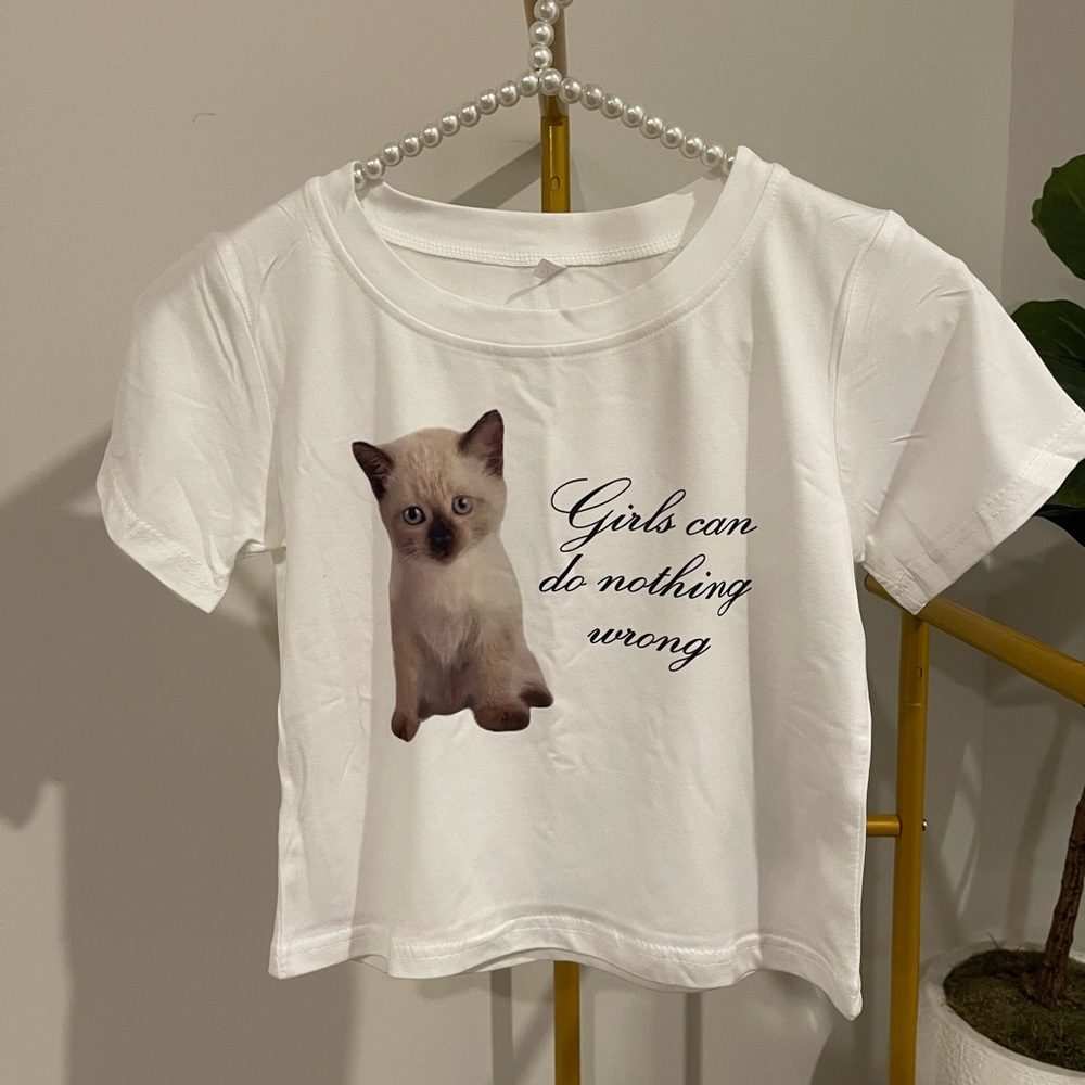 White  crop top “girl can do nothing wrong” NEW